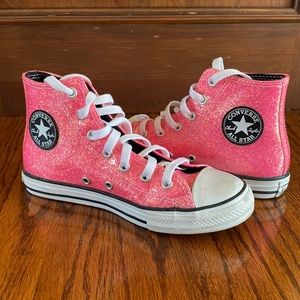 Size 3 pink shimmer high top converse